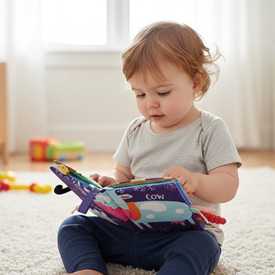 Livre bébé en tissus | Éveil sensoriel coloré lavable - Bebooz