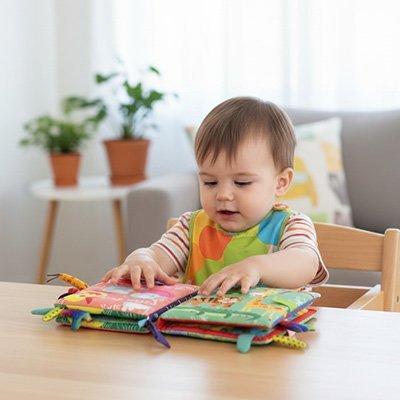 Livre bébé en tissus | Éveil sensoriel coloré lavable - Bebooz