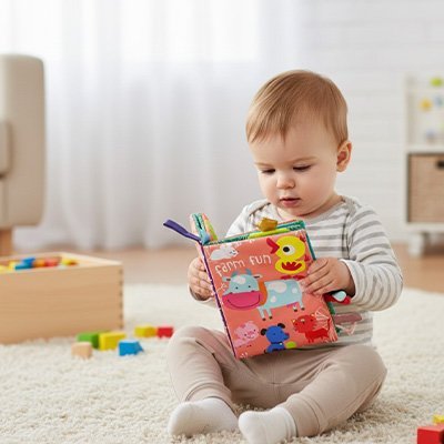 Livre bébé en tissus | Éveil sensoriel coloré lavable - Bebooz