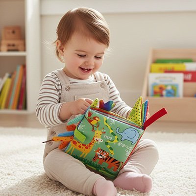Livre bébé en tissus | Éveil sensoriel coloré lavable - Bebooz